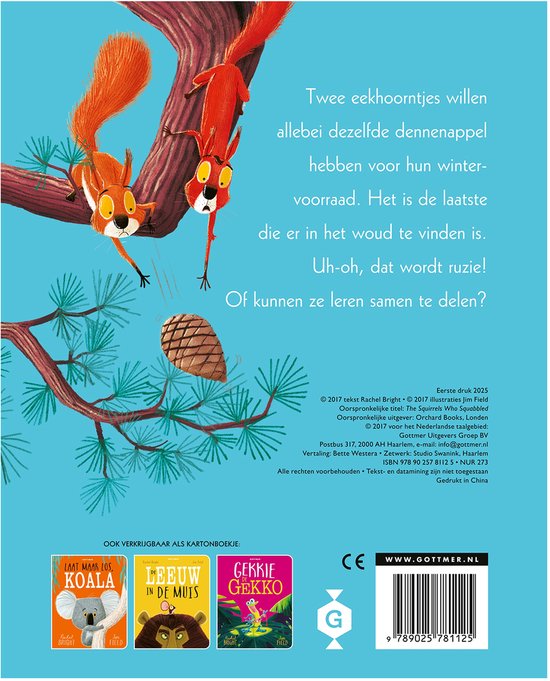 Twee vechtende eekhoorntjes - Rachel Bright (kartonboek)