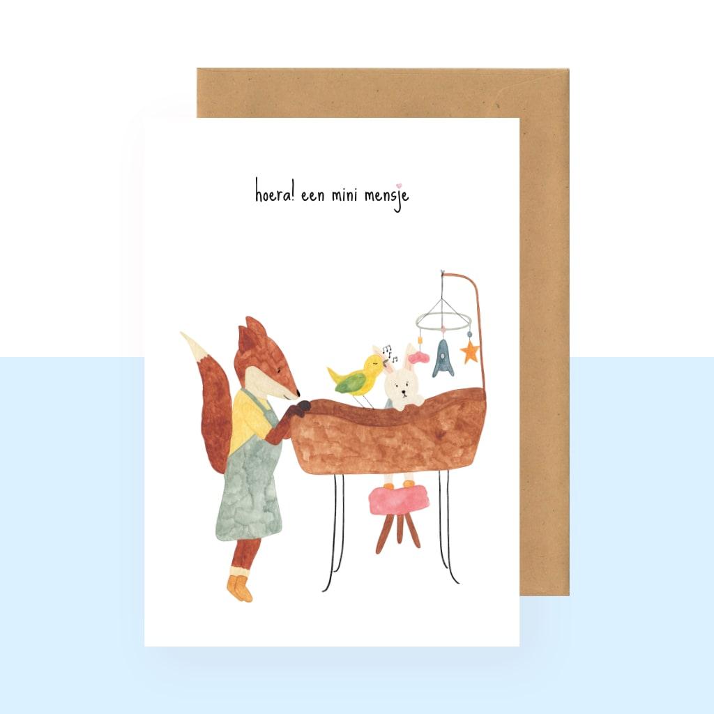 Wenskaart | Hoera een mini mensje