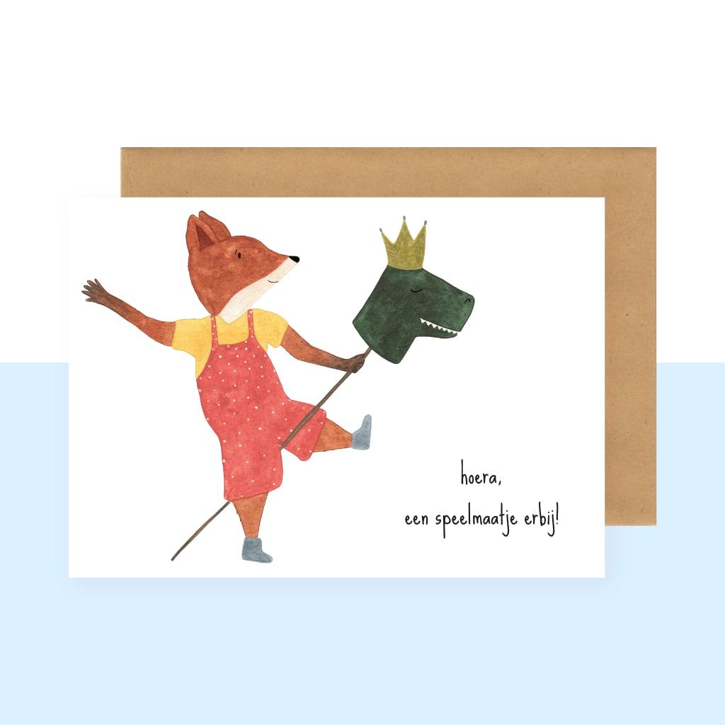 Wenskaart | Hoera een speelmaatje erbij