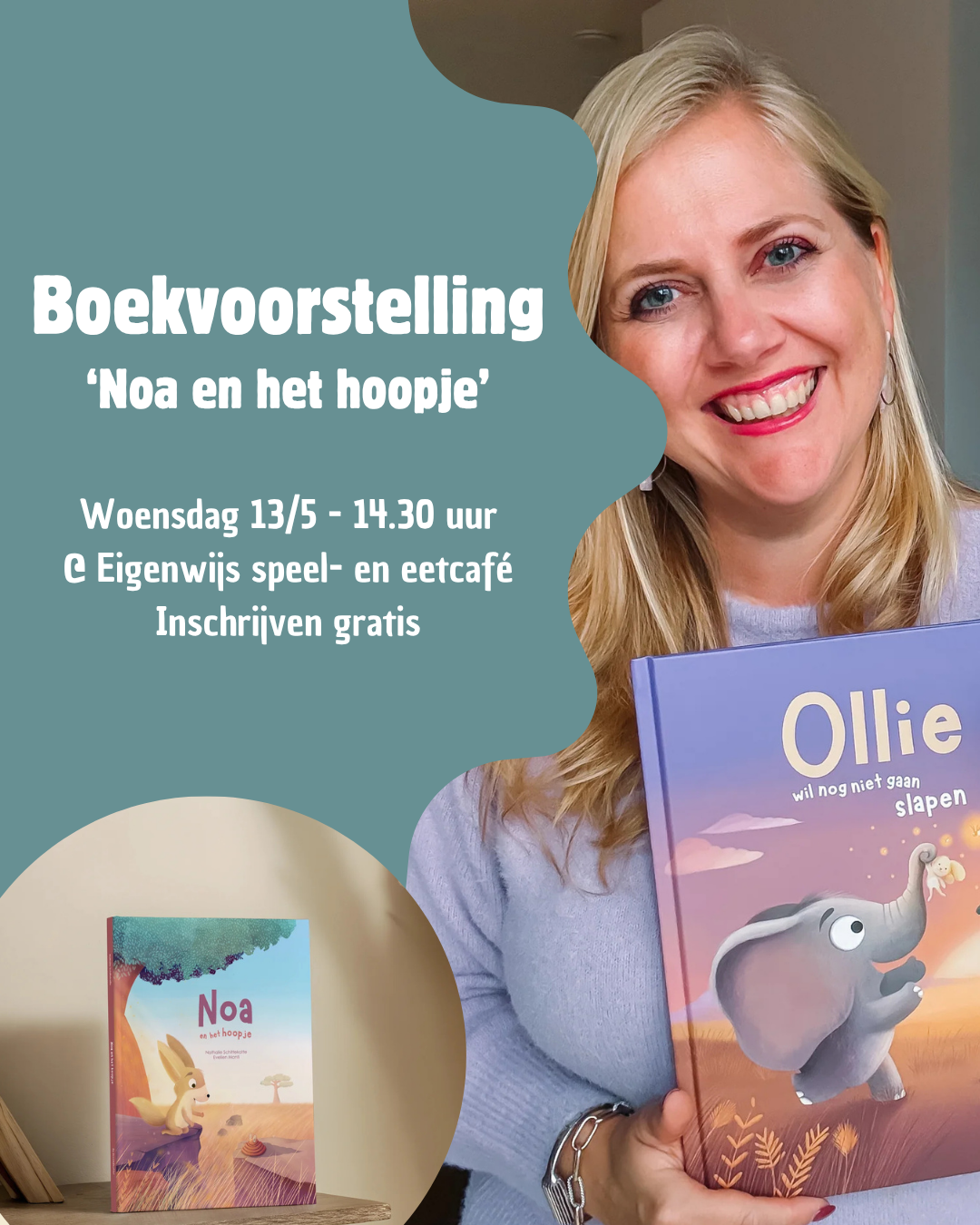 Boekvoorstelling 'Noa en het hoopje' bij Eigenwijs speelcafé