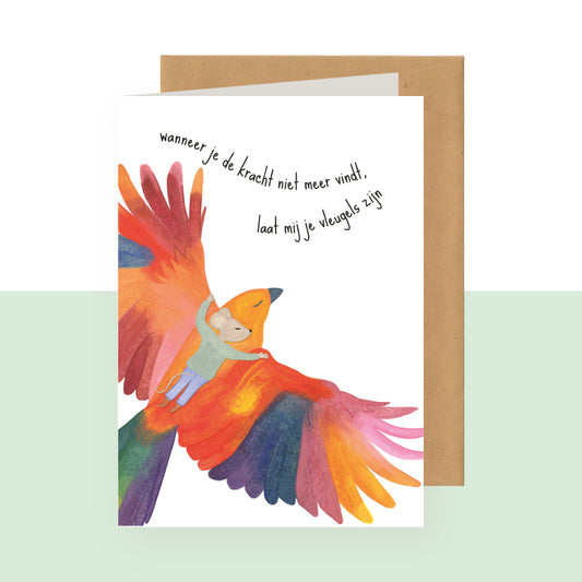Dubbele wenskaart | Wanneer je de kracht niet meer vindt, laat mij je vleugels zijn