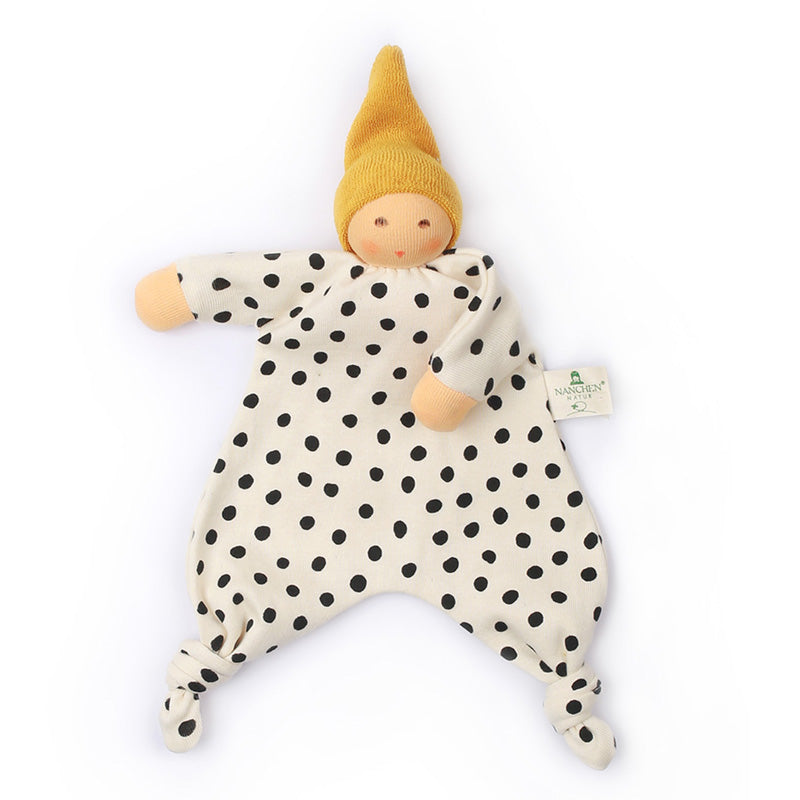 Knuffelpopje stipjes goudgeel