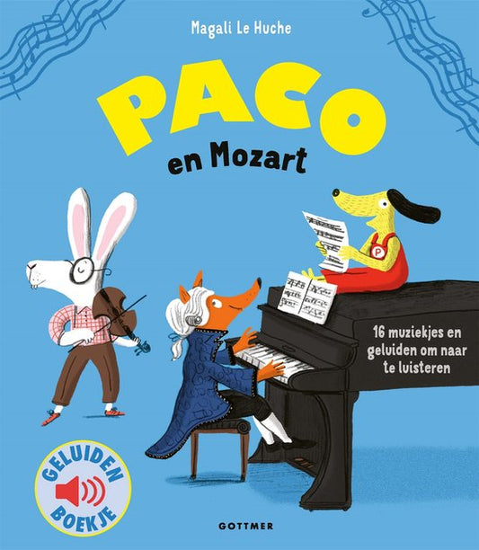 Paco en Mozart cover blauw Mozart aan de piano - Beleaf Kinderboeken
